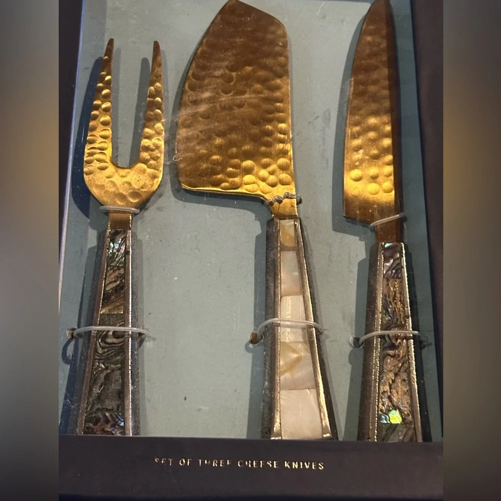 Anthropologie Arctic Twilight Cheese Knives Set Of 3